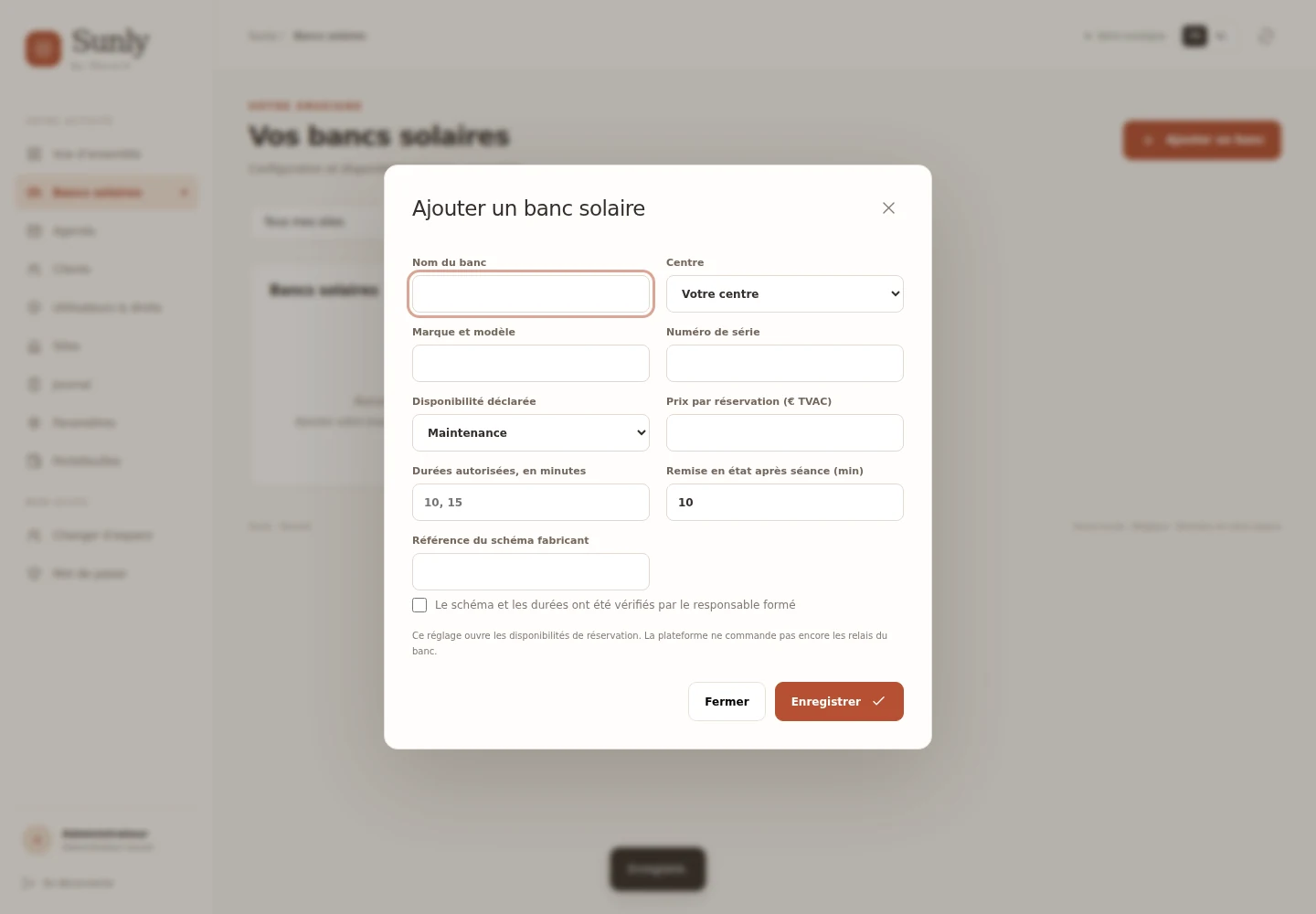 Configuration d’un banc solaire dans Sunly